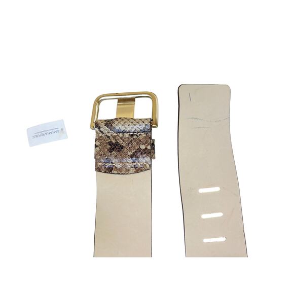 Banana Republic Italian Leather Snakeskin Belt S Brown Tan Gold NWT $98 - Picture 6 of 6